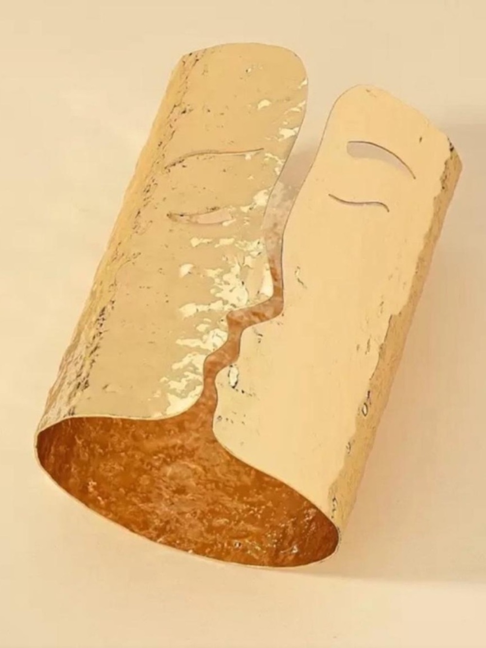 Golden Muse Face Cuff Bracelet – Abstract Art Statement - Picture 4 of 4